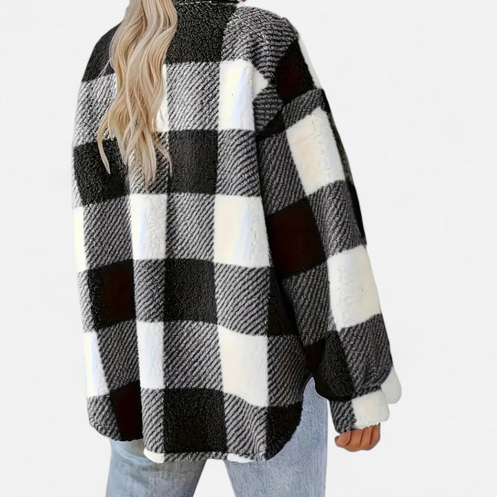 Womens Checked Plush Lined Winter Shacket