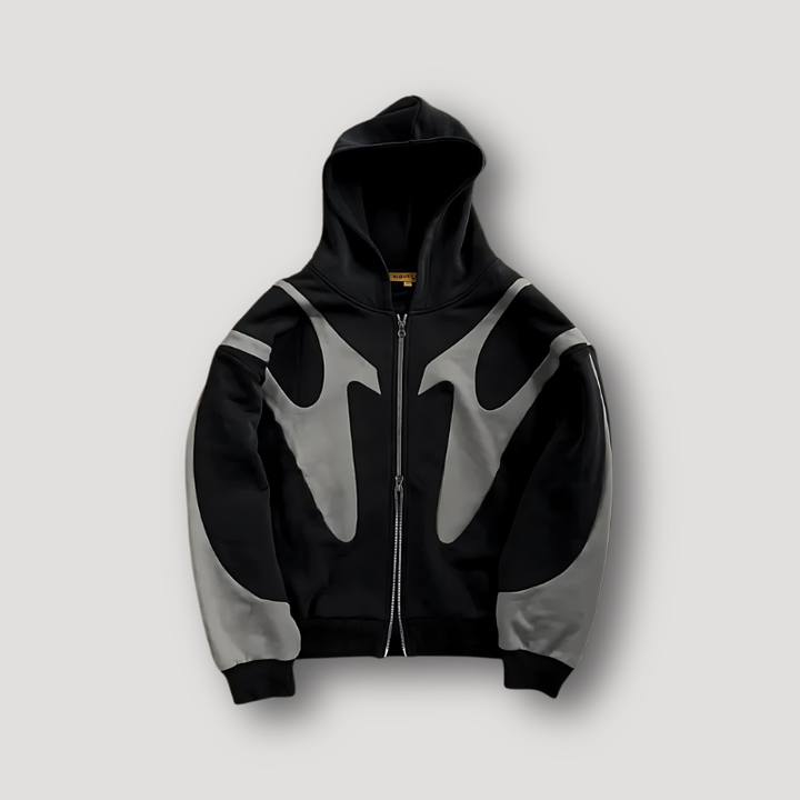 Mens Zip Front Casual Ribbed Cuff Textured Hoodie