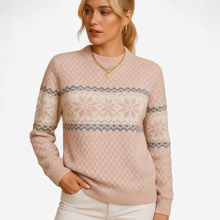 Womens Snowflake Knit Turtleneck Jumper