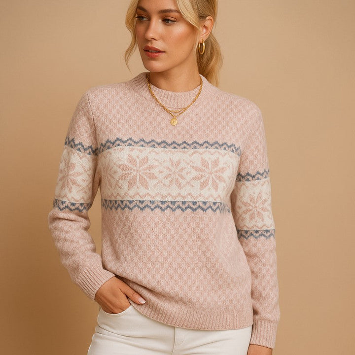 Womens Snowflake Knit Turtleneck Jumper