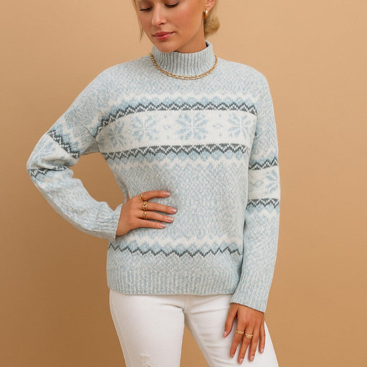 Womens Snowflake Knit Turtleneck Jumper