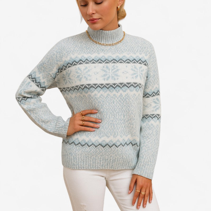 Womens Snowflake Knit Turtleneck Jumper