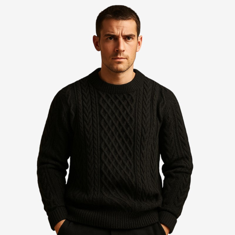 Mens Chunky Cable Knit Crew Neck Jumper