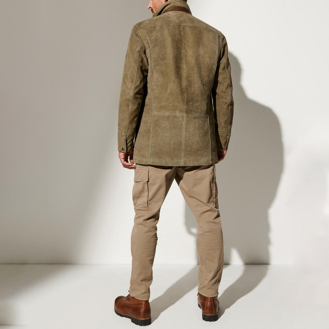 Mens Vintage Lined Suede Button Jacket