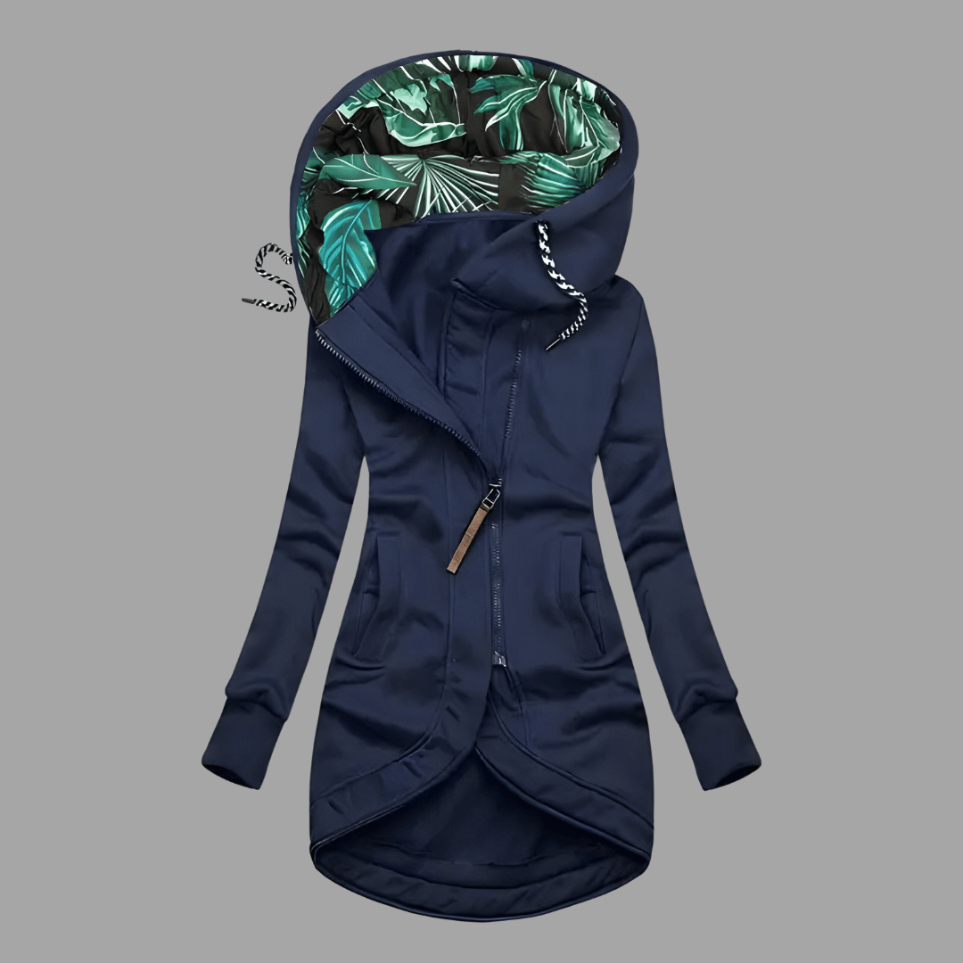 Womens Hooded Asymmetric Zip Longline Jacket