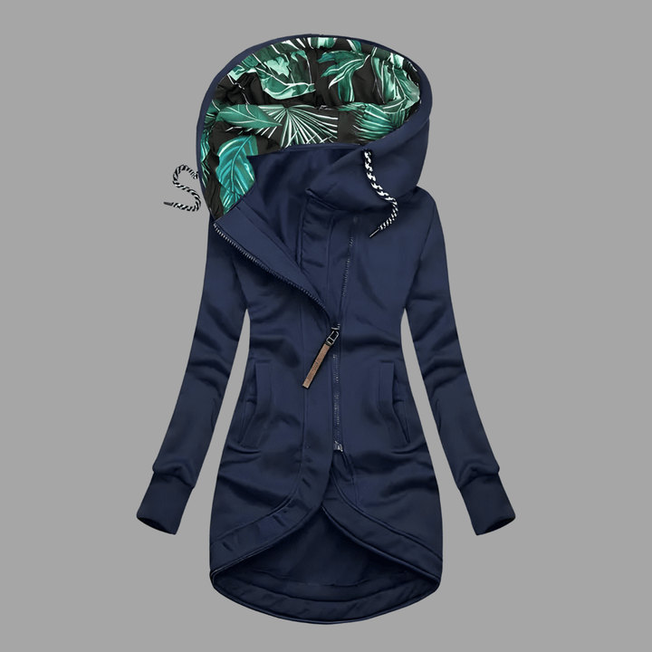Womens Hooded Asymmetric Zip Longline Jacket