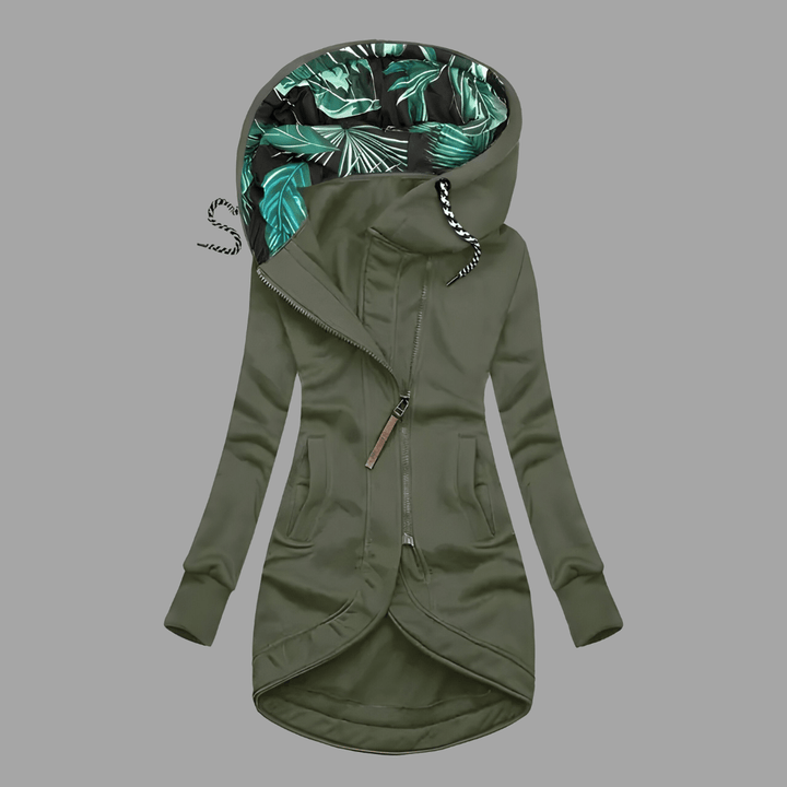 Womens Hooded Asymmetric Zip Longline Jacket