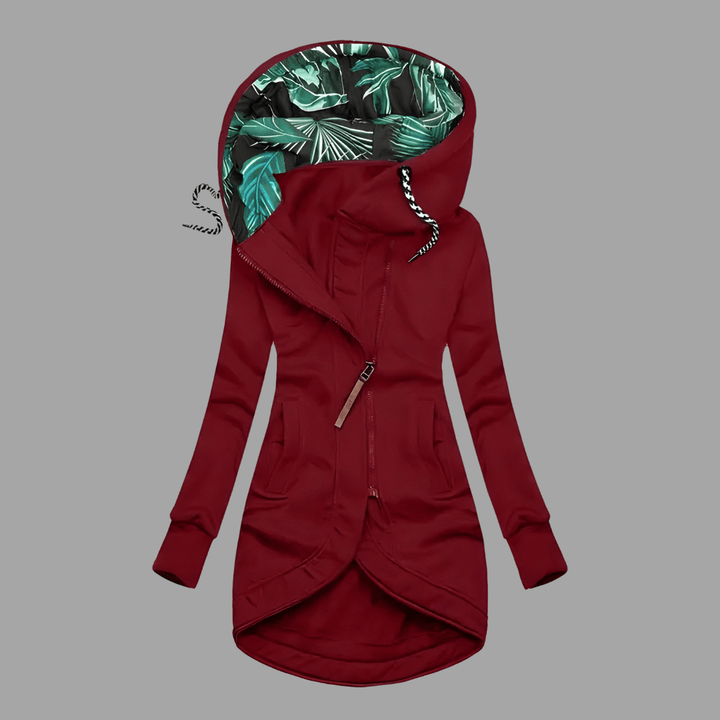 Womens Hooded Asymmetric Zip Longline Jacket