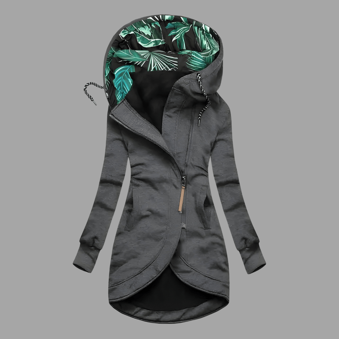 Womens Hooded Asymmetric Zip Longline Jacket
