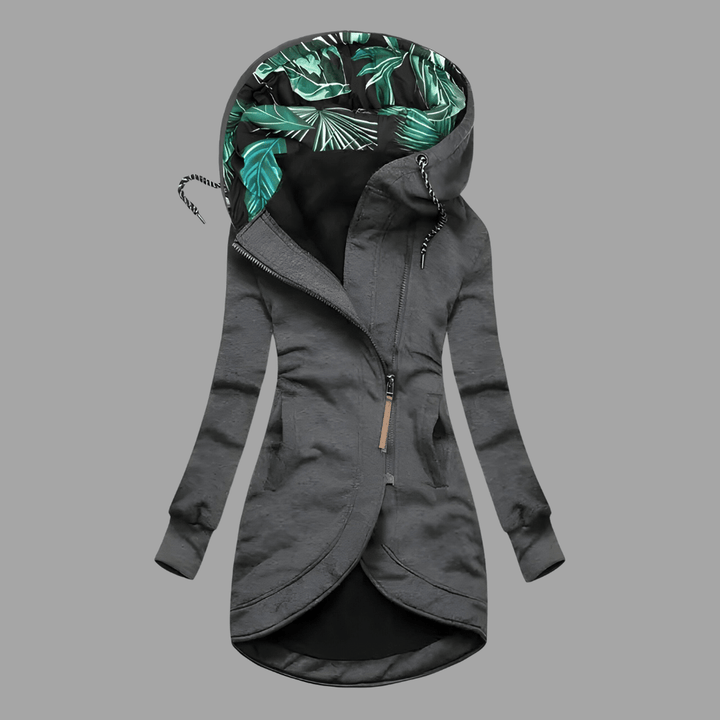 Womens Hooded Asymmetric Zip Longline Jacket