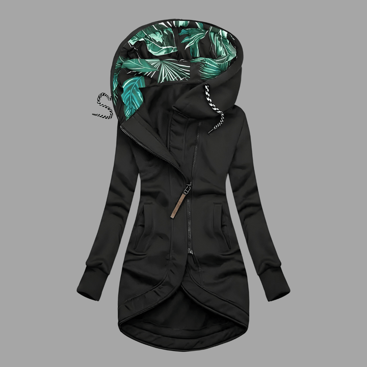 Womens Hooded Asymmetric Zip Longline Jacket