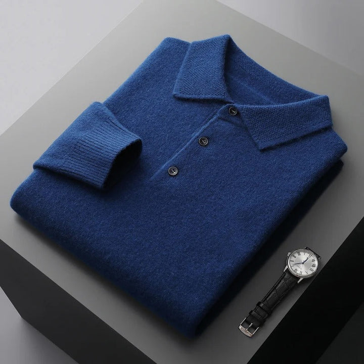 Mens Cashmere Polo Collar Knit Jumper
