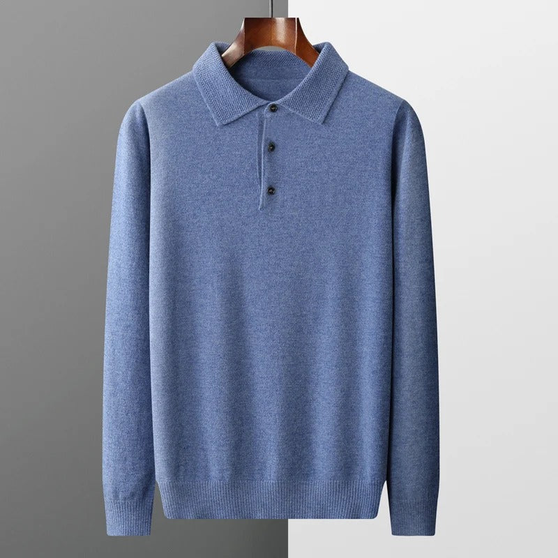 Mens Cashmere Polo Collar Knit Jumper