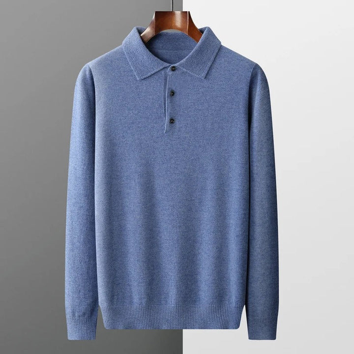 Mens Cashmere Polo Collar Knit Jumper