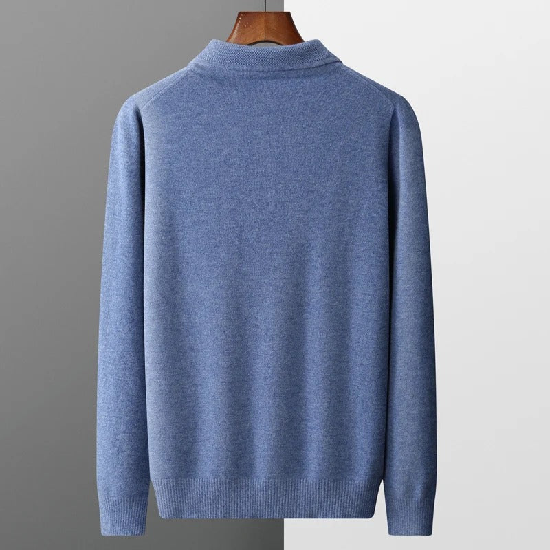 Mens Cashmere Polo Collar Knit Jumper