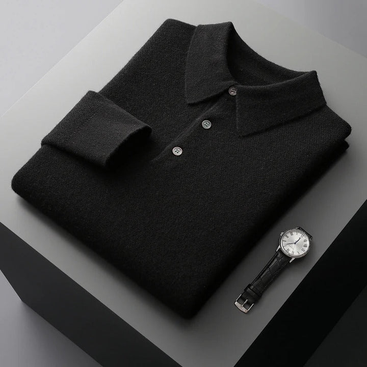 Mens Cashmere Polo Collar Knit Jumper
