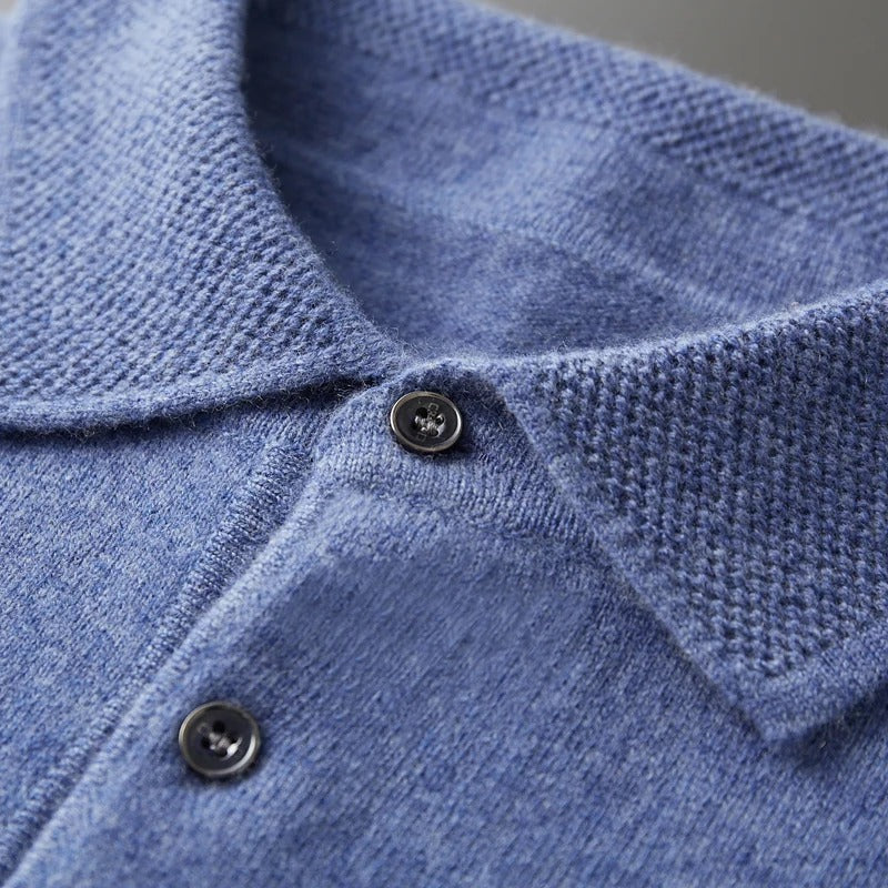 Mens Cashmere Polo Collar Knit Jumper