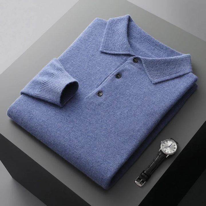 Mens Cashmere Polo Collar Knit Jumper