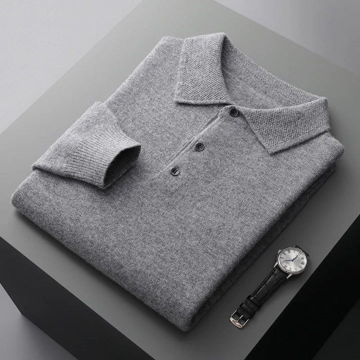 Mens Cashmere Polo Collar Knit Jumper