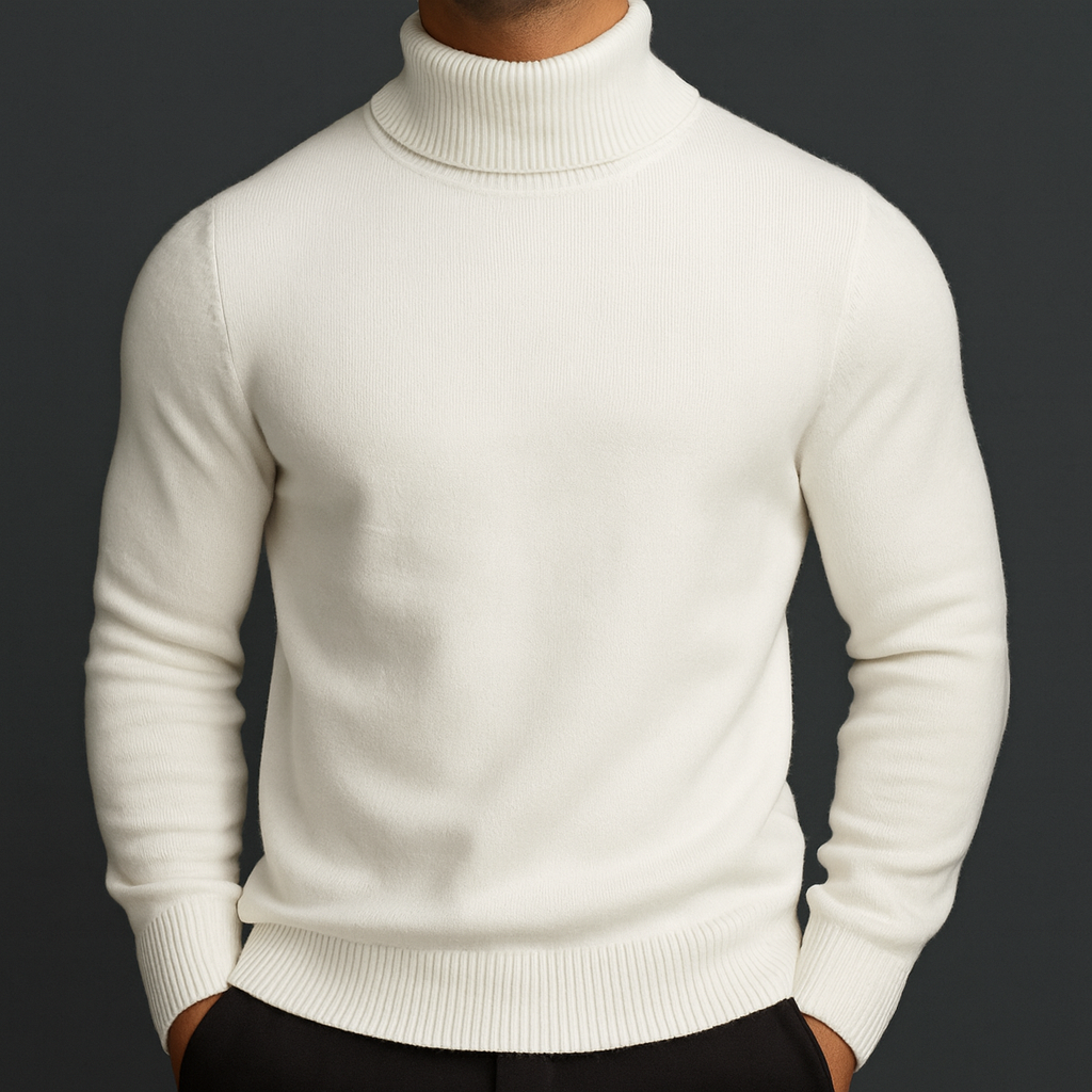 Mens Fleece Lined Turtleneck Jumper