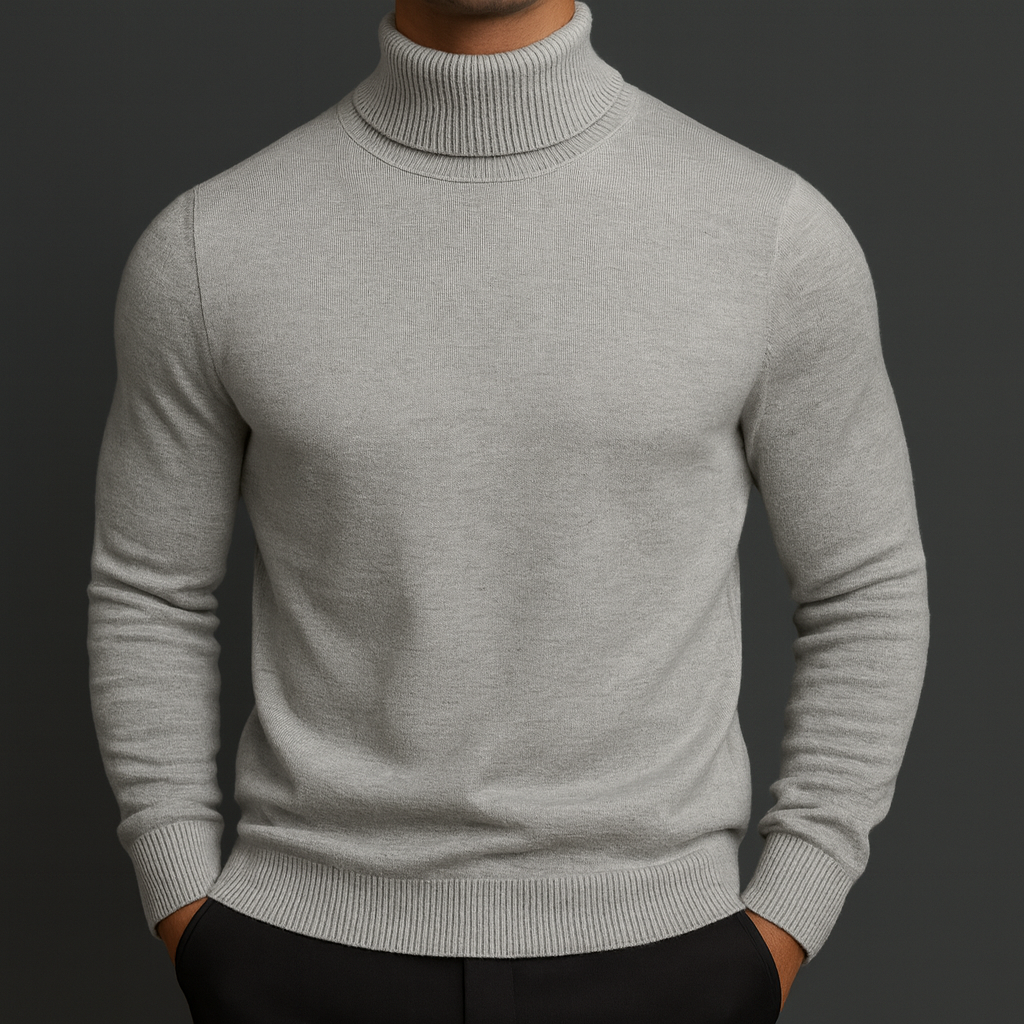 Mens Fleece Lined Turtleneck Jumper