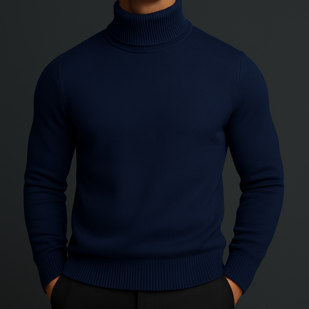 Mens Fleece Lined Turtleneck Jumper