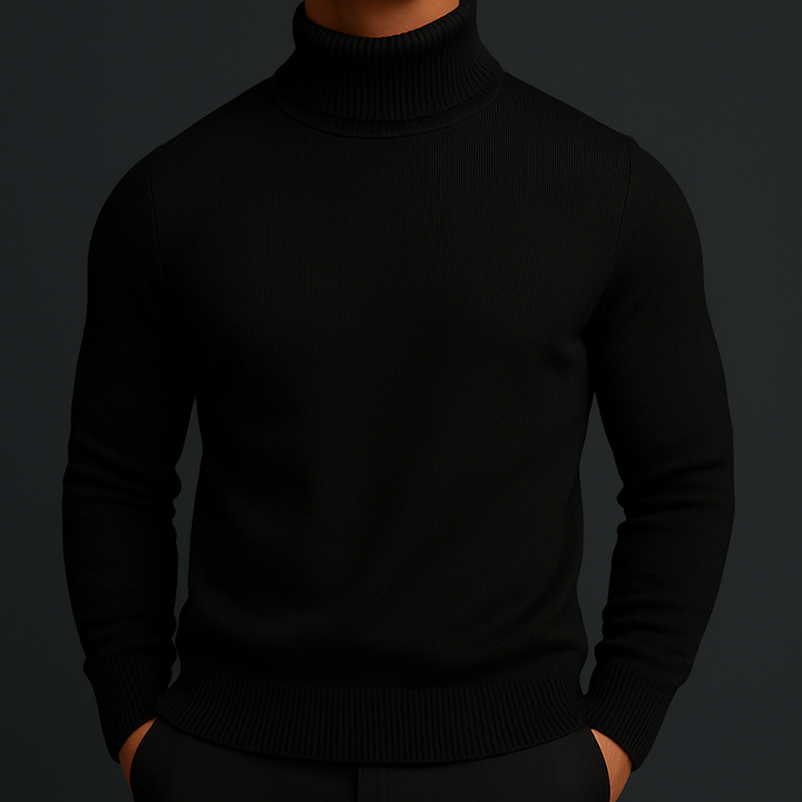 Mens Fleece Lined Turtleneck Jumper