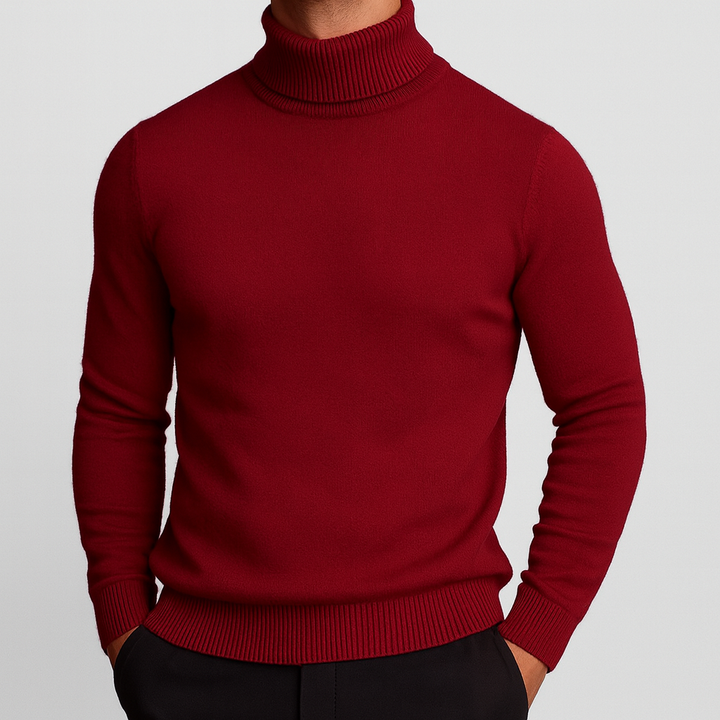 Mens Fleece Lined Turtleneck Jumper