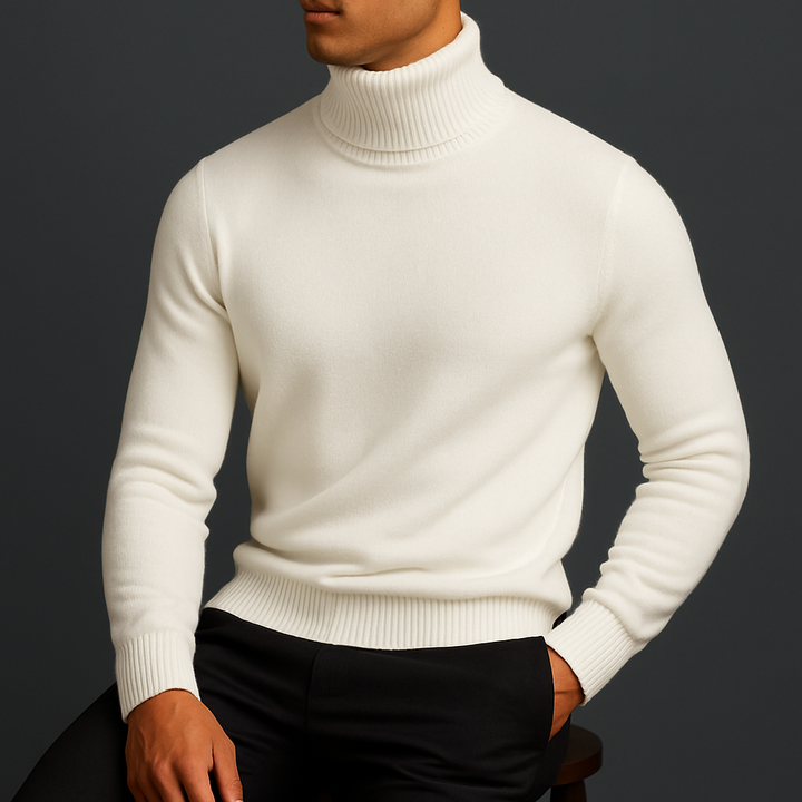 Mens Fleece Lined Turtleneck Jumper
