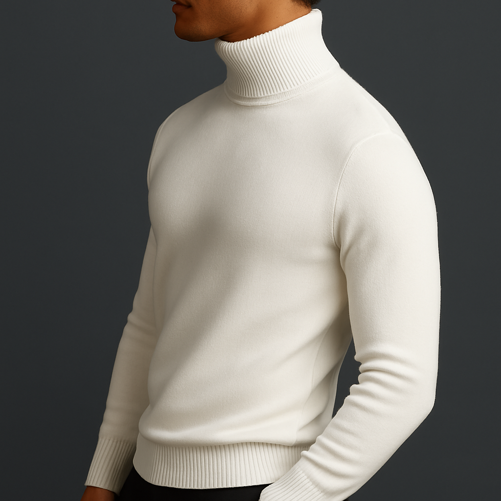 Mens Fleece Lined Turtleneck Jumper