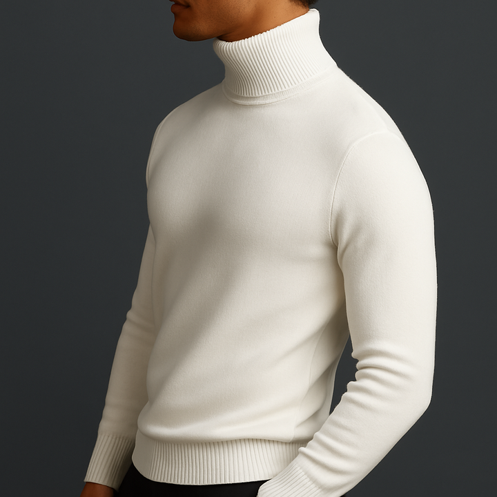 Mens Fleece Lined Turtleneck Jumper