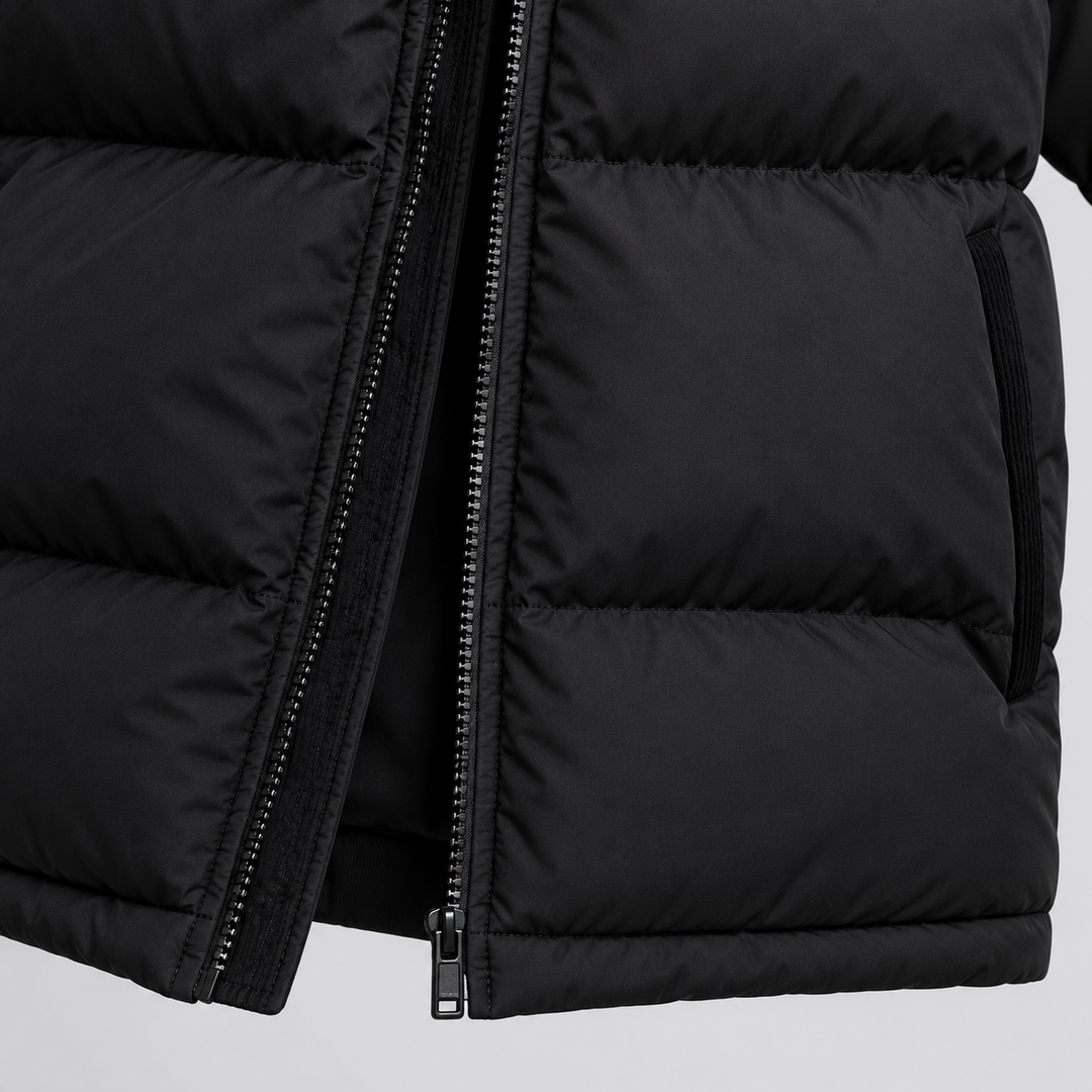 Mens Corduroy Yoke Oversized Hooded Puffer Jacket