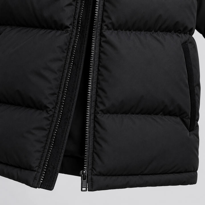Mens Corduroy Yoke Oversized Hooded Puffer Jacket