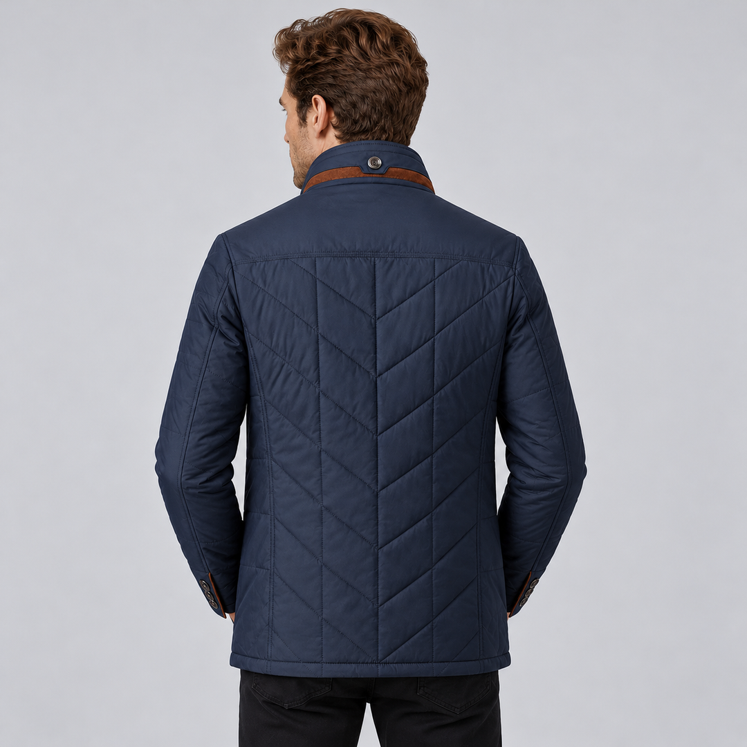 Mens Chevron Quilted Stand Collar Jacket