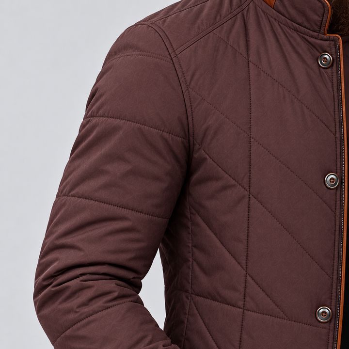 Mens Chevron Quilted Stand Collar Jacket