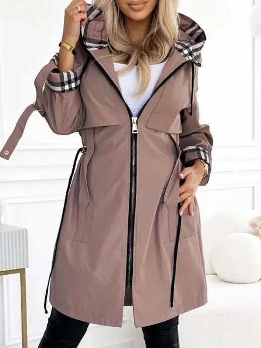 Womens Hooded Zip Front Waterproof Jacket