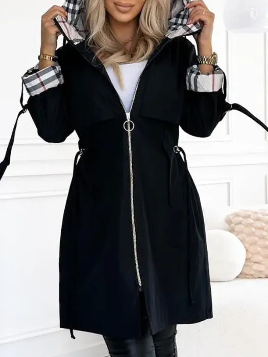 Womens Hooded Zip Front Waterproof Jacket