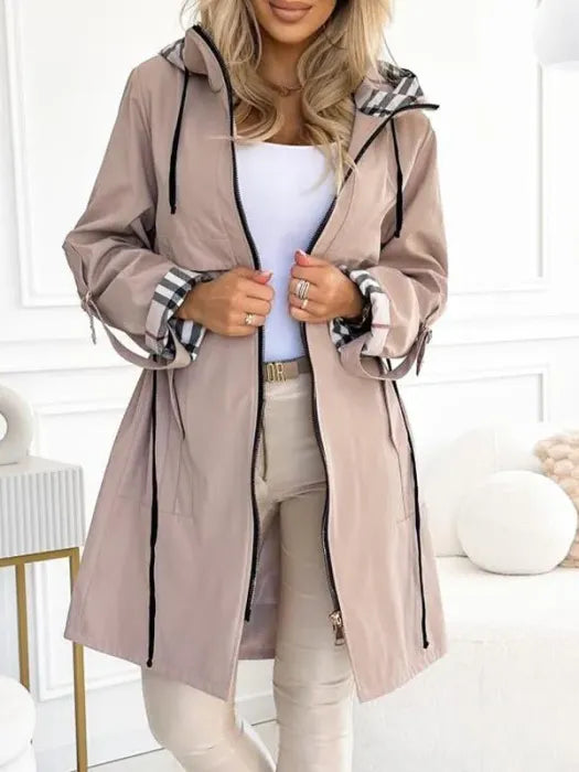 Womens Hooded Zip Front Waterproof Jacket