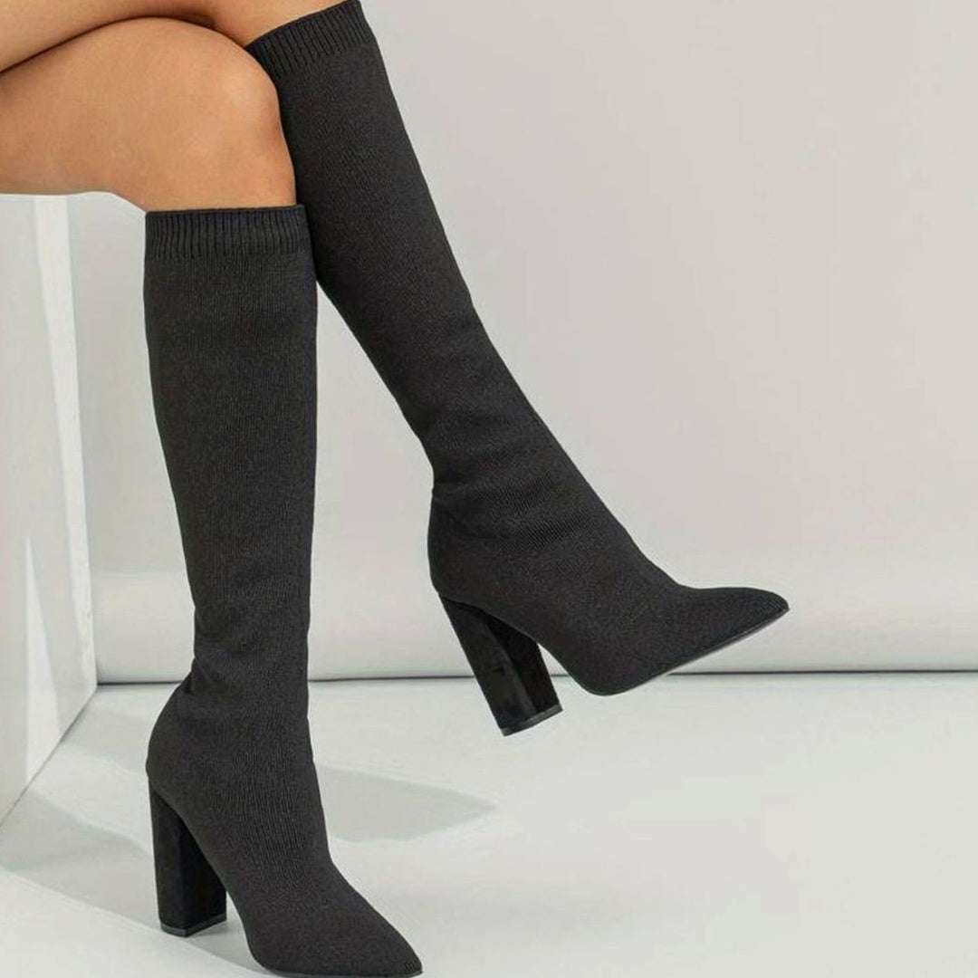Womens Knitted Zip Front Boots