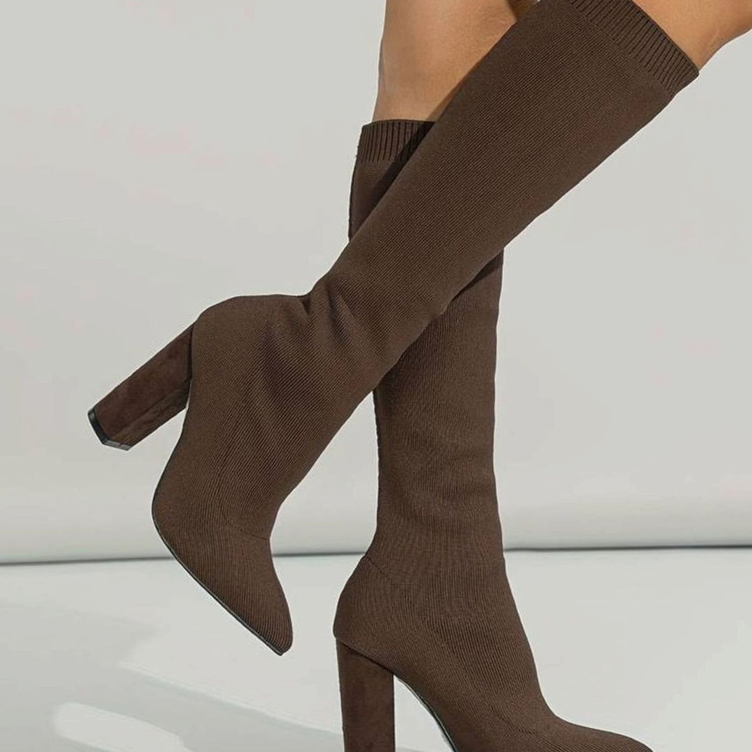 Womens Knitted Zip Front Boots