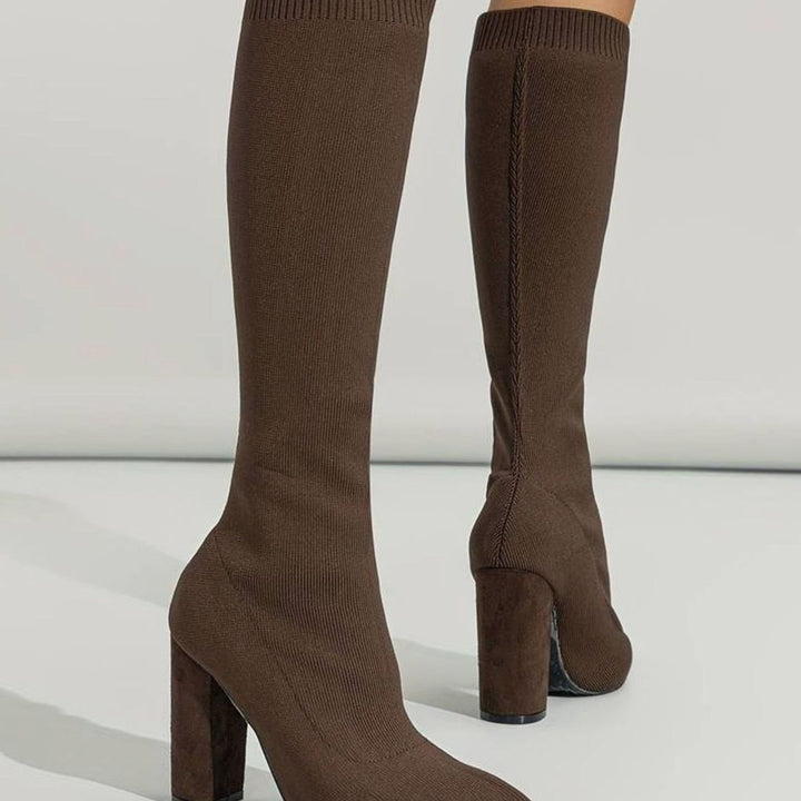 Womens Knitted Zip Front Boots