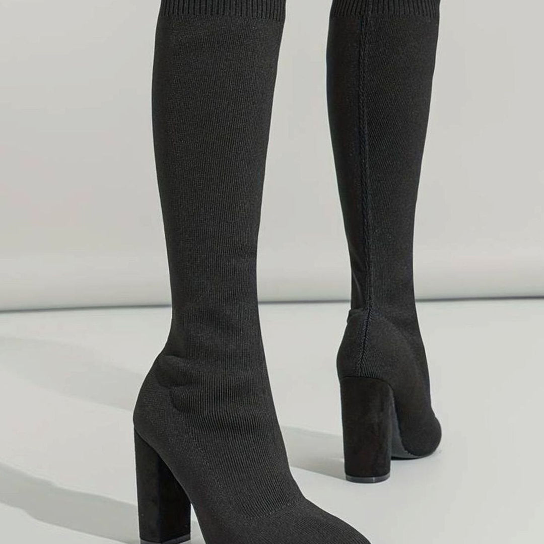 Womens Knitted Zip Front Boots
