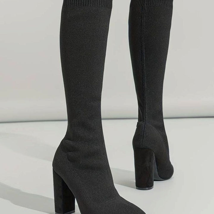 Womens Knitted Zip Front Boots