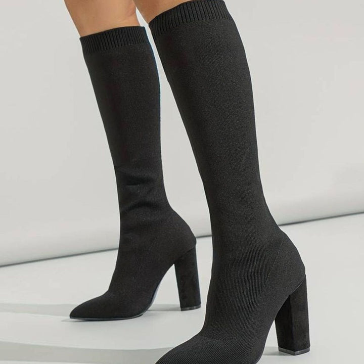 Womens Knitted Zip Front Boots