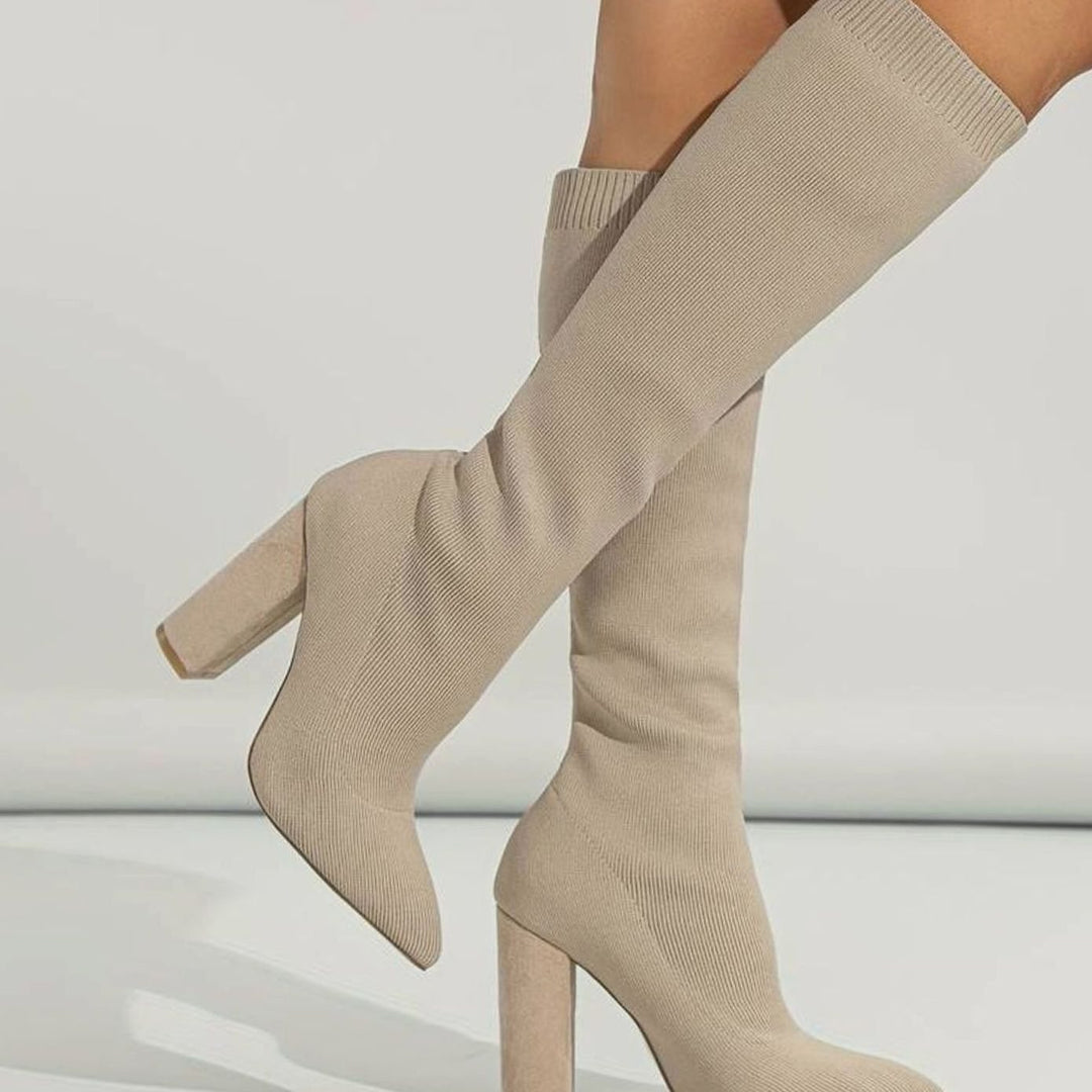 Womens Knitted Zip Front Boots