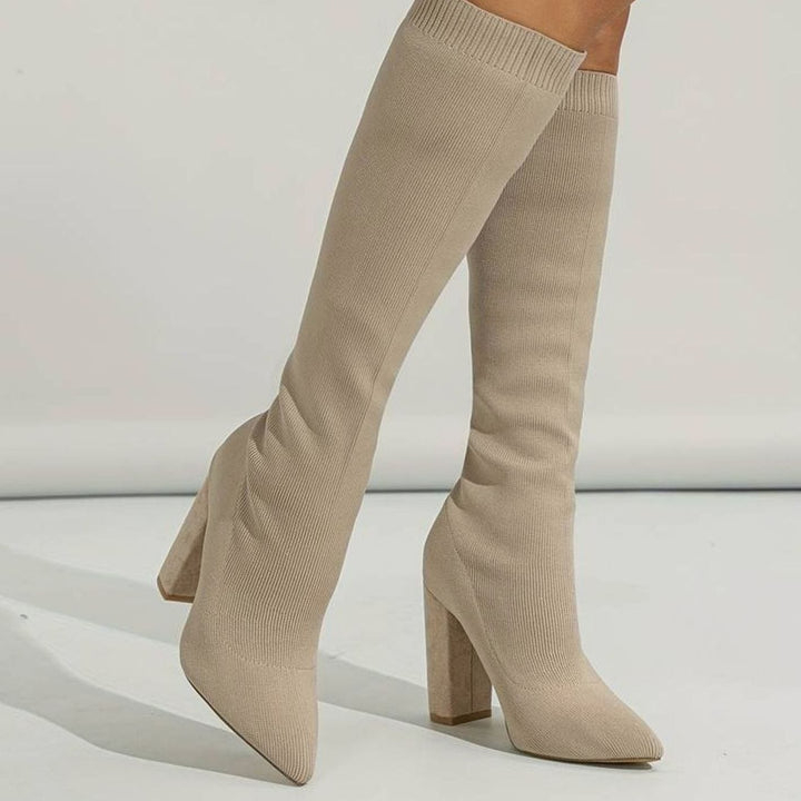 Womens Knitted Zip Front Boots