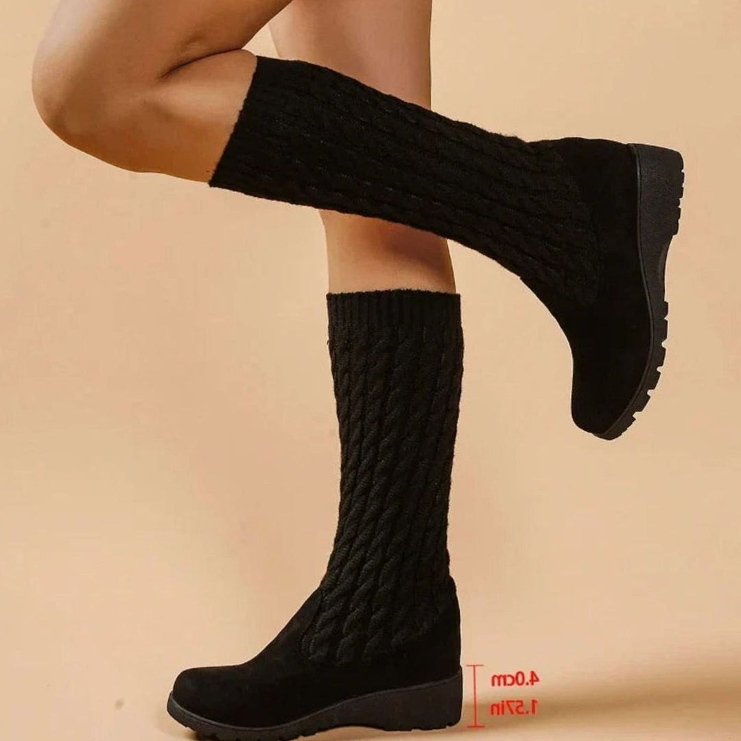 Womens Faux Suede Knitted Boots